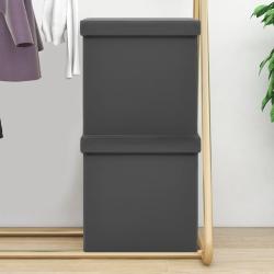 Tabourets de rangement pliables lot de 2 gris PVC
