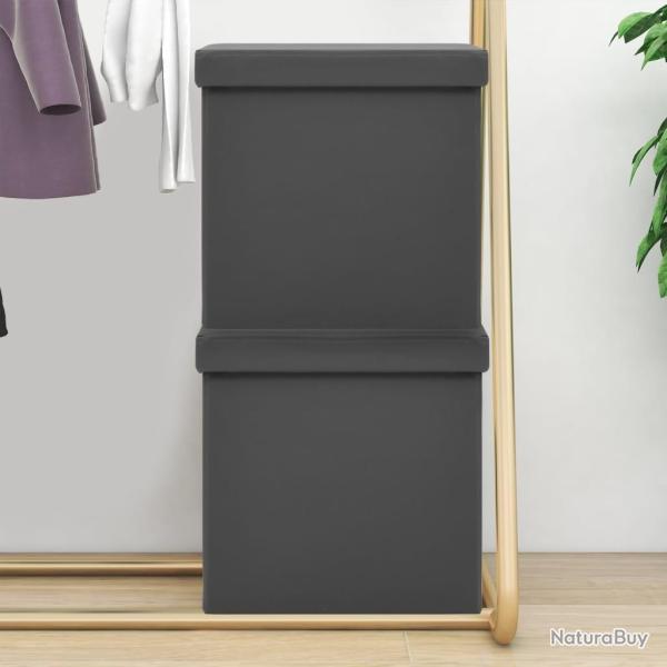 Tabourets de rangement pliables lot de 2 gris PVC