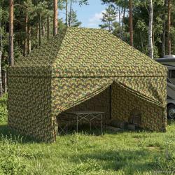 Tente canop&eacute;e avec 4 parois 2,95 x 4,1 m Camouflage militaire