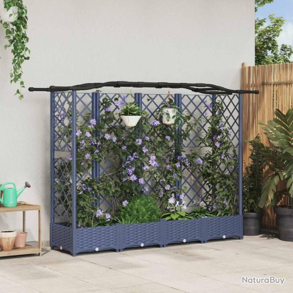 Lit �lev� avec Treillis et Toit Gris 203,5 x 40 x 123 cm PP