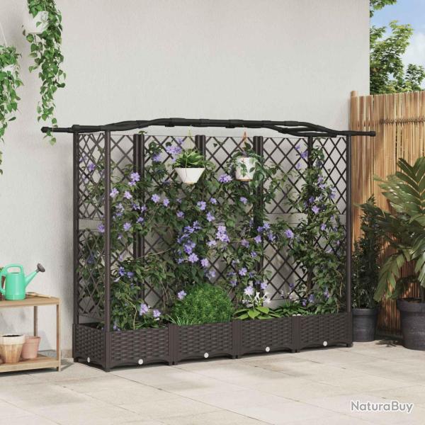Lit �lev� avec Treillis et Toit Marron 203,5 x 40 x 123 cm PP