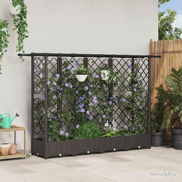 Lit �lev� avec Treillis et Toit Marron 202,5 x 40 x 121 cm PP