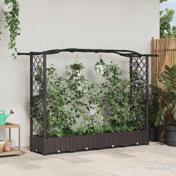 Lit �lev� avec Treillis et Toit Marron 207 x 40 x 123 cm PP