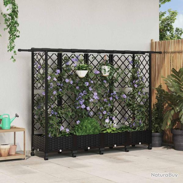 Lit �lev� avec Treillis et Toit Noir 202,5 x 40 x 127 cm PP