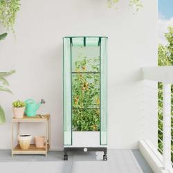 Jardini&egrave;re de jardin avec couverture de serre et roues Blanc PP