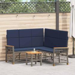 Ensemble de canap&eacute;s inclinables de jardin Gris et bleu marine