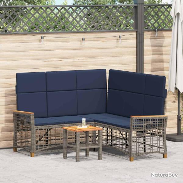 Ensemble de canap�s inclinables de jardin Gris et bleu marine