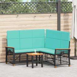 Ensemble de canap&eacute;s inclinables de jardin Noir et turquoise