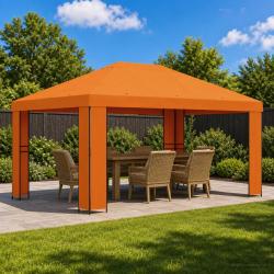 Pavillon 4 &times; 3 m Orange Polyester et Acier 190 gsm