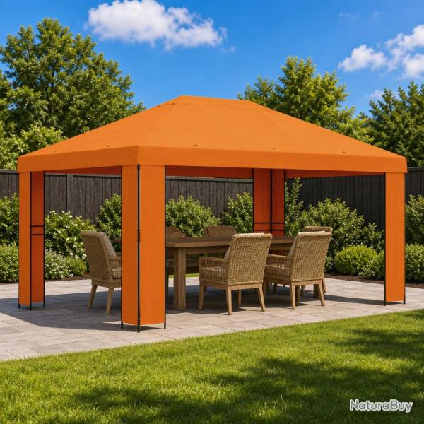 Pavillon 4 � 3 m Orange Polyester et Acier 190 gsm