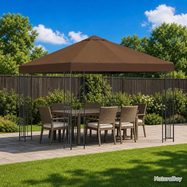 Pavillon 3 x 3 m Marron Polyester et Acier 190 gsm