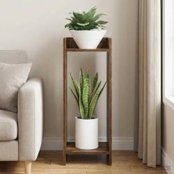 Support de Plante Ch&ecirc;ne Fum&eacute; 30 x 30 x 80 cm Bois d'ing&eacute;nierie