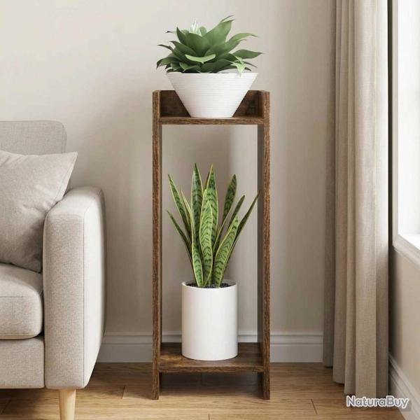 Support de Plante Ch�ne Fum� 30 x 30 x 80 cm Bois d'ing�nierie