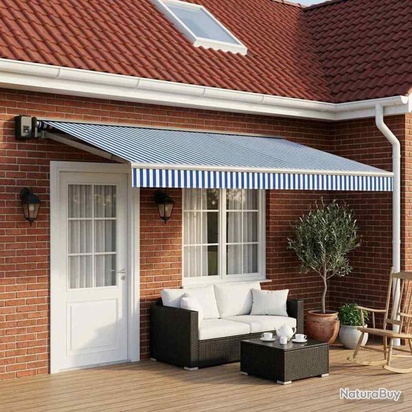 Toile de rechange pour auvent Bleu et Blanc 500 � 300 cm