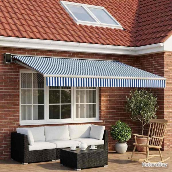 Toile de rechange pour auvent Bleu et Blanc 450 � 300 cm