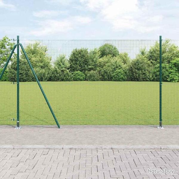 Cl�ture en fil soud� avec base en b�ton 25 x 1,5 m Vert Maille