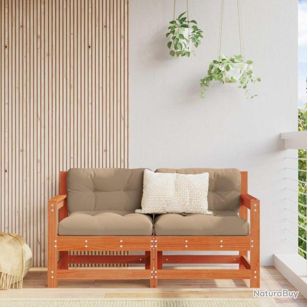 2 Pi�ce Canap� d'angle de jardin Bois de pin massif Brun cire