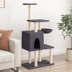 Arbre &agrave; chat avec griffoirs en sisal Gris fonc&eacute; 131 cm