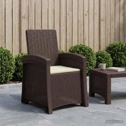Chaise de jardin inclinable imitant le rotin Marron et cr&egrave;me PP
