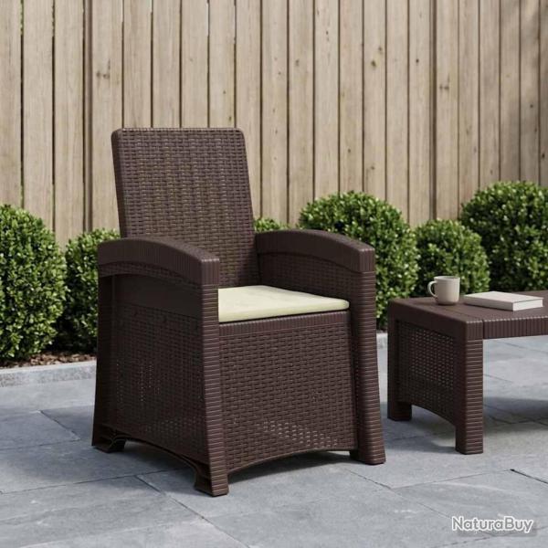 Chaise de jardin inclinable imitant le rotin Marron et cr�me PP