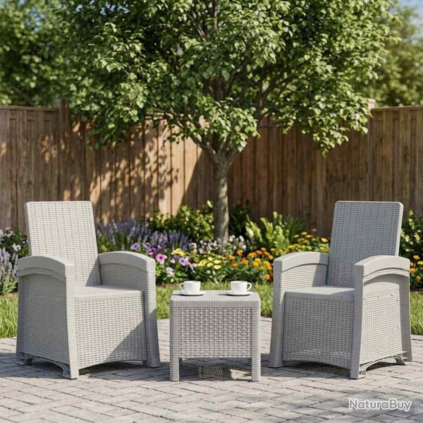 Chaise de jardin inclinable imitant le rotin 2 pcs Blanc PP