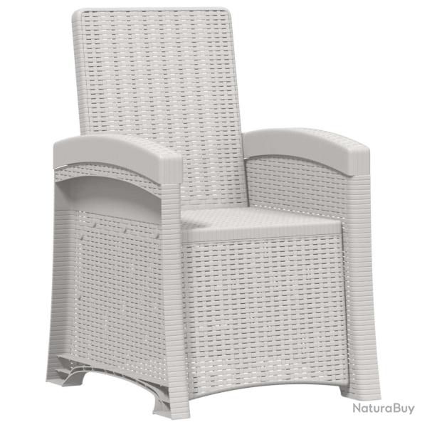 Chaise de jardin inclinable imitant le rotin Blanc PP