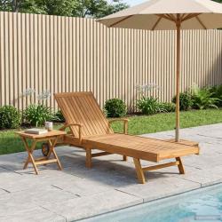 Transat avec Table Bois de teck massif Marron