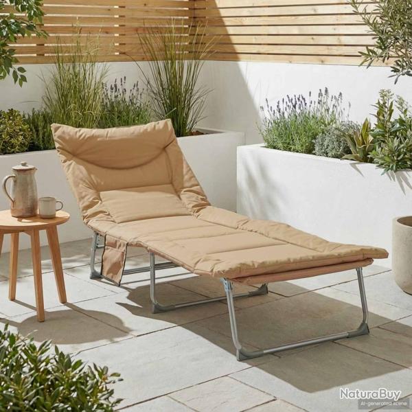 Transat pliant avec coussin Beige