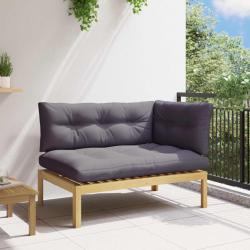 Unit&eacute; de canap&eacute; d'angle Acacia Clair et Gris Fonc&eacute;
