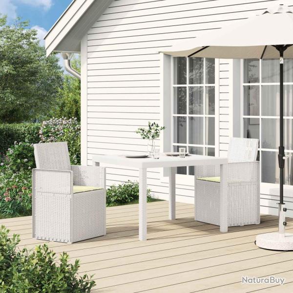 Chaises de jardin salle � manger 2 pcs Blanc et cr�me PP