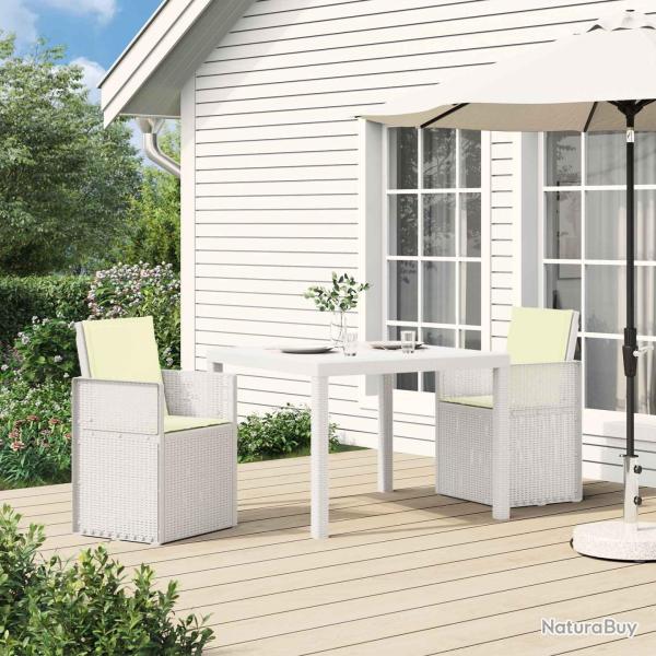 Chaises de jardin salle � manger 2 pcs Blanc et cr�me PP
