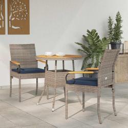 Chaises de jardin avec coussin 2 pcs Gris et bleu marine