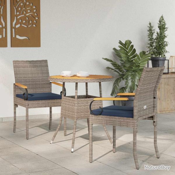 Chaises de jardin avec coussin 2 pcs Gris et bleu marine