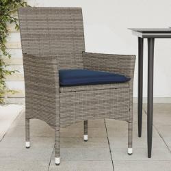 Chaises de jardin avec coussins lot de 2 gris r&eacute;sine tress&eacute;e
