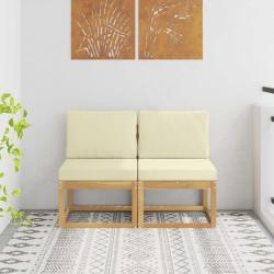 2 Pi&egrave;ce Sofa de milieu ext&eacute;rieur Bois d'Acacia Massif Blanc