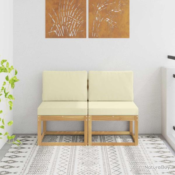 2 Pi�ce Sofa de milieu ext�rieur Bois d'Acacia Massif Blanc
