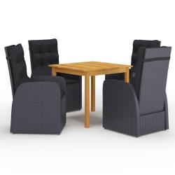 Ensemble &agrave; manger de jardin 5 pcs Noir
