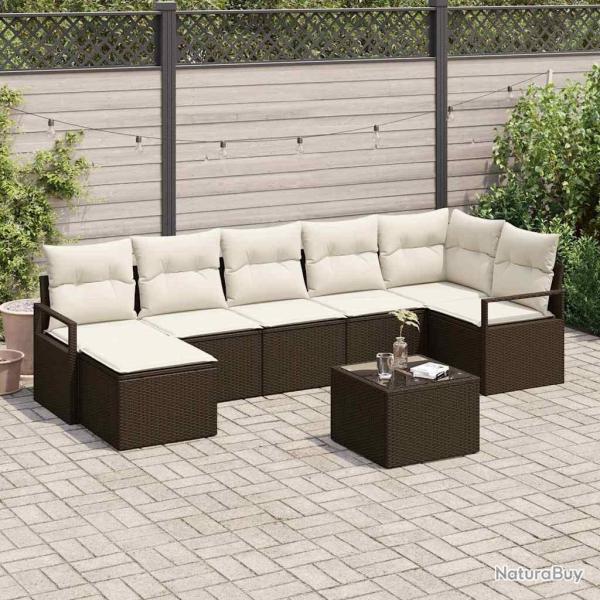 Ensemble de Canap�s 8 pcs Marron polyrotin