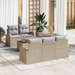 Ensemble de canap&eacute; de jardin 6 pcs Beige et Gris clair