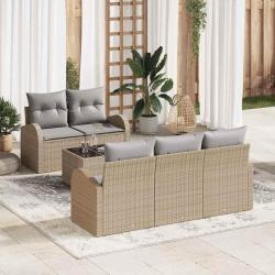 Ensemble de canap&eacute; de jardin 6 pcs Beige et gris polyrotin