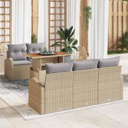 Ensemble de canap&eacute; de jardin 6 pcs Beige Poly rotin