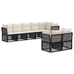 Ensemble de canap&eacute; de jardin 8 pcs Noir polyrotin