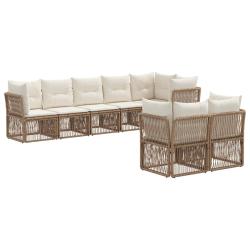 Ensemble de canap&eacute; de jardin 8 pcs Beige polyrotin