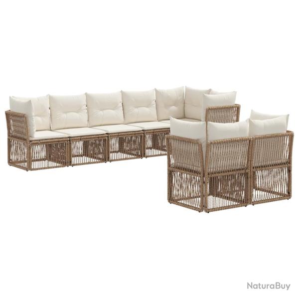 Ensemble de canap� de jardin 8 pcs Beige polyrotin