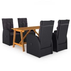 Ensemble &agrave; manger de jardin 5 pcs Noir