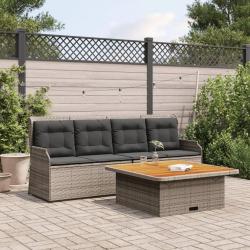 Salon de jardin avec coussins 3 pcs gris r&eacute;sine tress&eacute;e