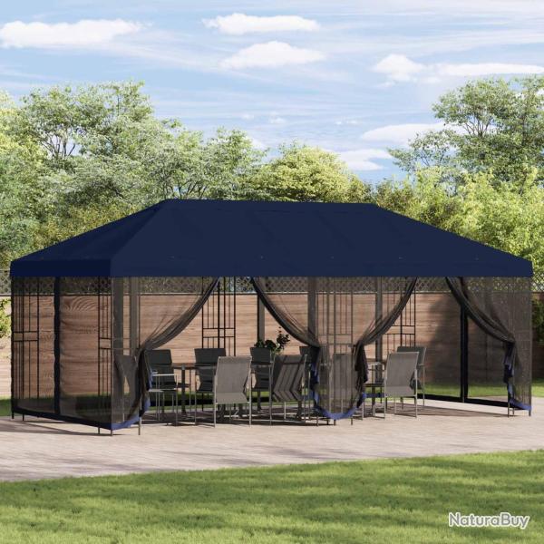 Gazebo avec murs lat�raux 6 x 3 m Bleu Polyester et Acier 190