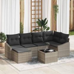 Ensemble de salle &agrave; manger pour jardin 7 pcs Gris clair
