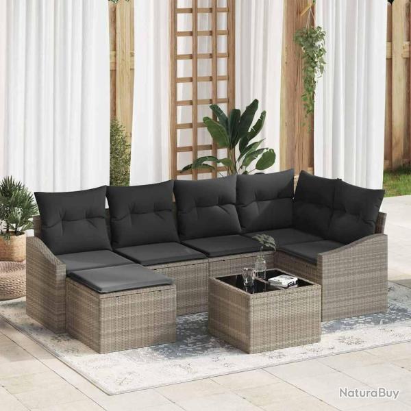 Ensemble de salle � manger pour jardin 7 pcs Gris clair