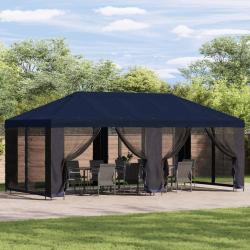 Gazebo avec murs lat&eacute;raux 6 x 3 m Bleu Polyester et Acier 190